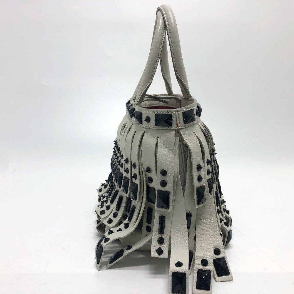 PRADA Handbag leather white fringe Women
