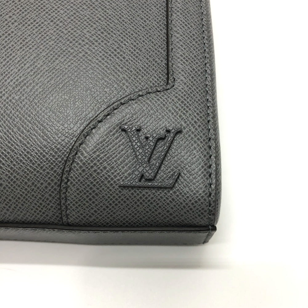 LOUIS VUITTON Business bag M30856 Taiga Leather gray Taiga Slim briefcase mens