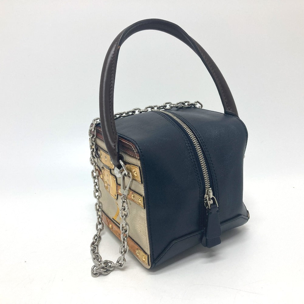 LOUIS VUITTON Handbag leather Black / beige Trompe l'oeil