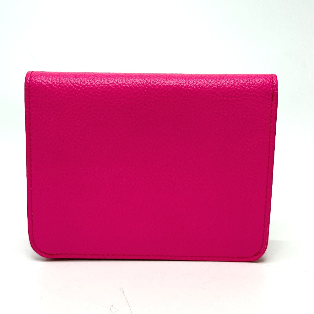 BALENCIAGA Folded wallet leather pink logo Ville Women