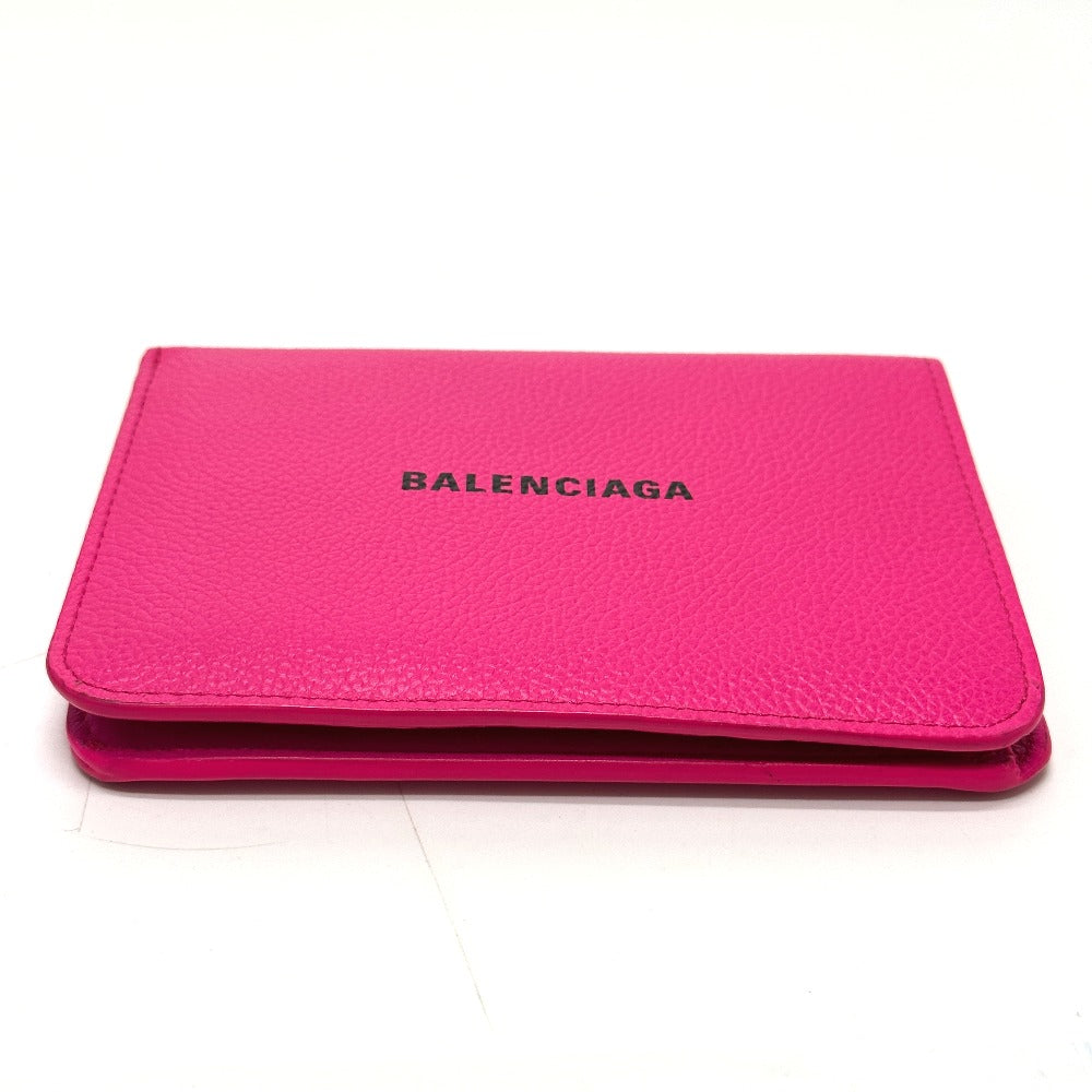 BALENCIAGA Folded wallet leather pink logo Ville Women