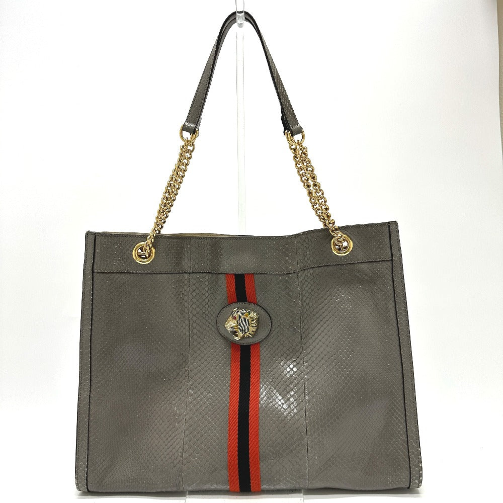GUCCI Tote Bag 537219 leather gray Sherry line raja tiger head Women