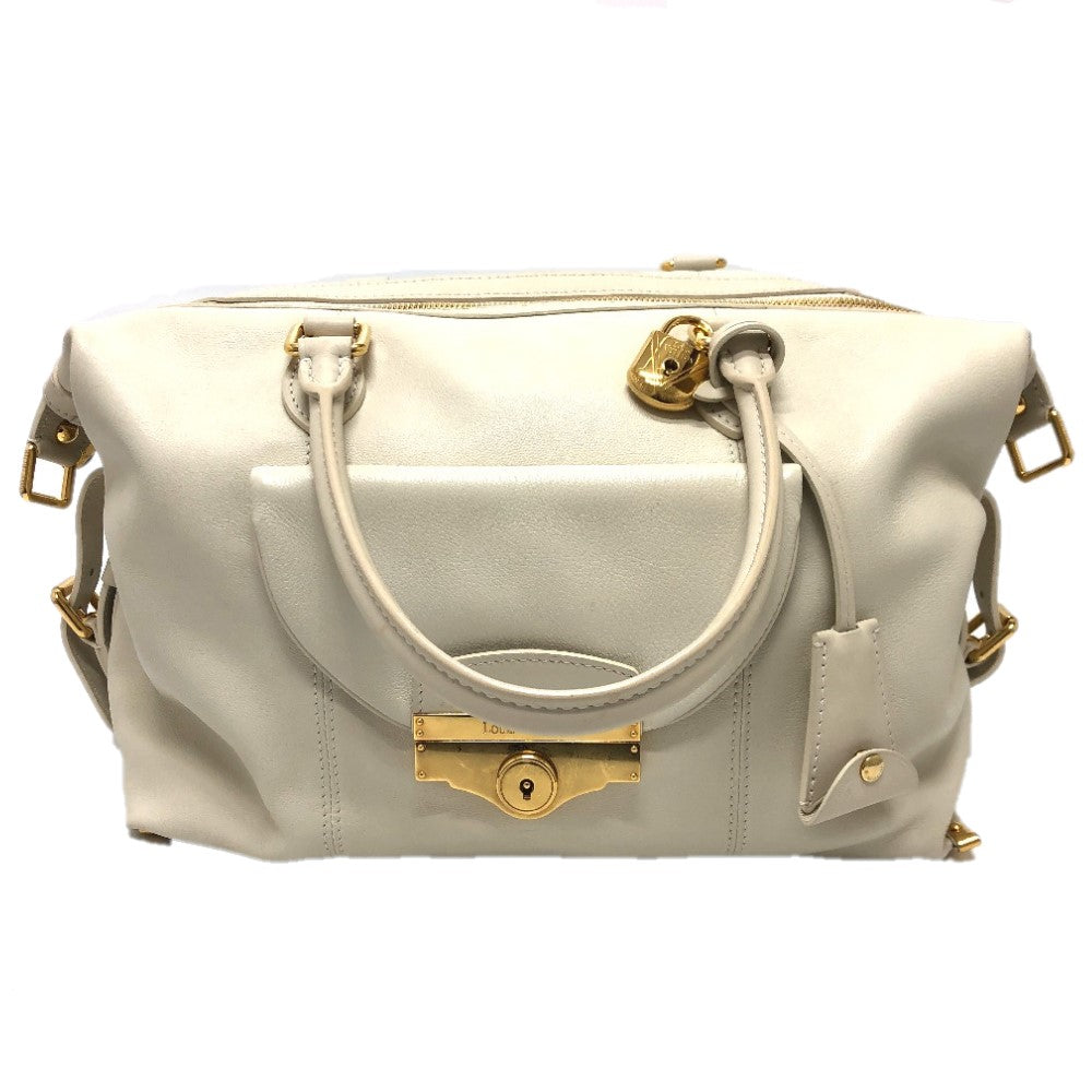 LOUIS VUITTON Boston Duffel bag leather white Sac Louis Women