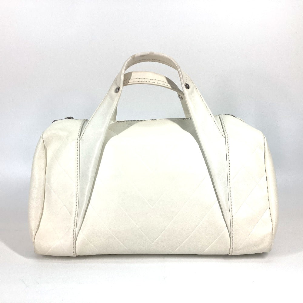 CHANEL Boston Duffel bag A30899 Calf leather white CC COCO Mark Chevron Vstitch Women d