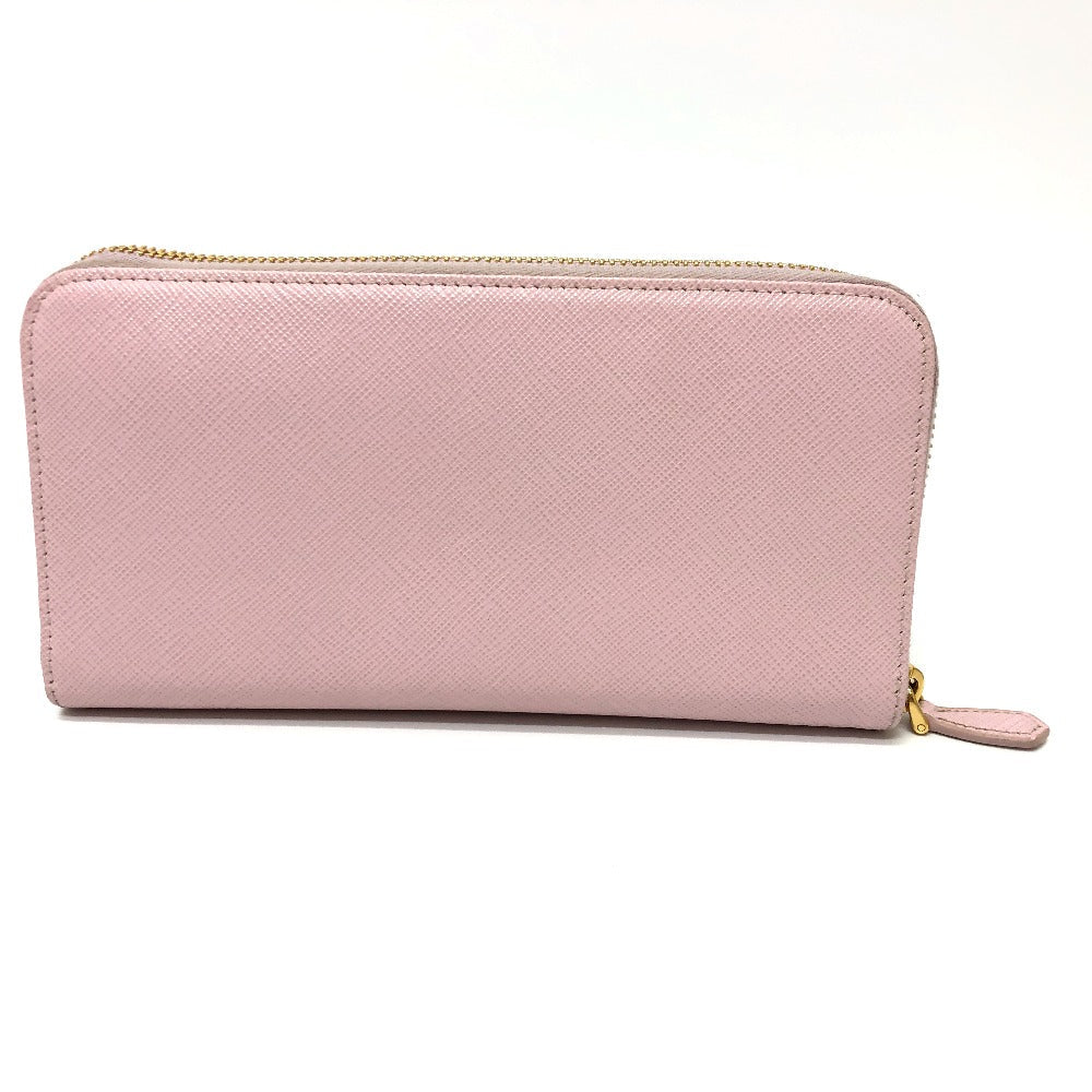 PRADA Long Wallet Purse 1ML506 saffiano leather pink logo Zippy wallet Women