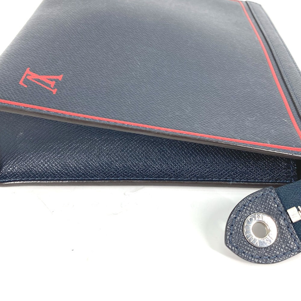 LOUIS VUITTON business bag M63394 Taiga Leather Navy Taiga Pochette Voyage mens