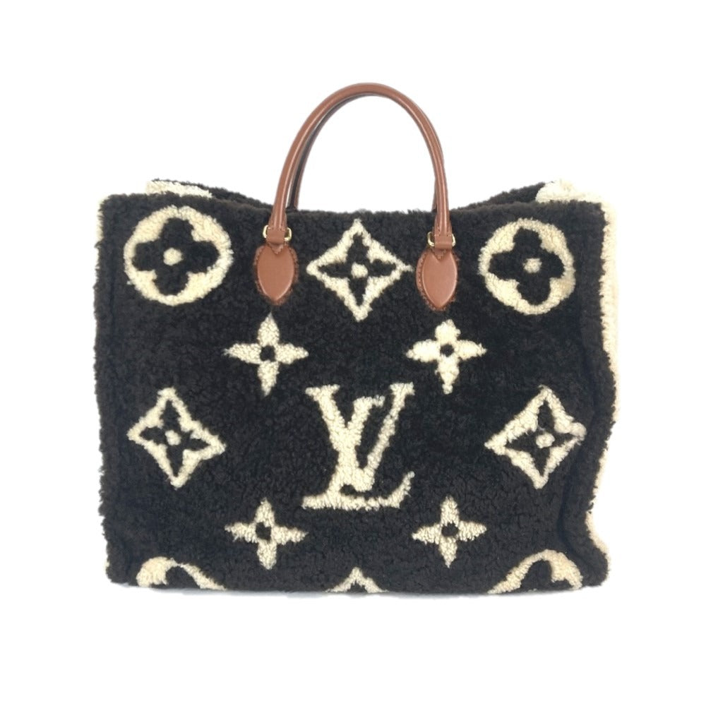 LOUIS VUITTON Shoulder Bag Leather, Shearling Brown Monogram teddy On the go GM Women