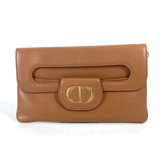 Dior Handbag M8641UBBU leather Brown Clutch bag CD DIORDOUBLE MEDIUM BAG