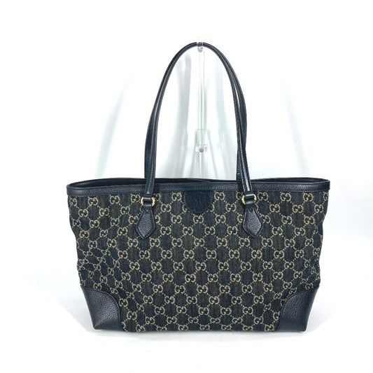 GUCCI Shoulder Bag 631685 Leather / canvas black GG Denim Off-dia Medium Women