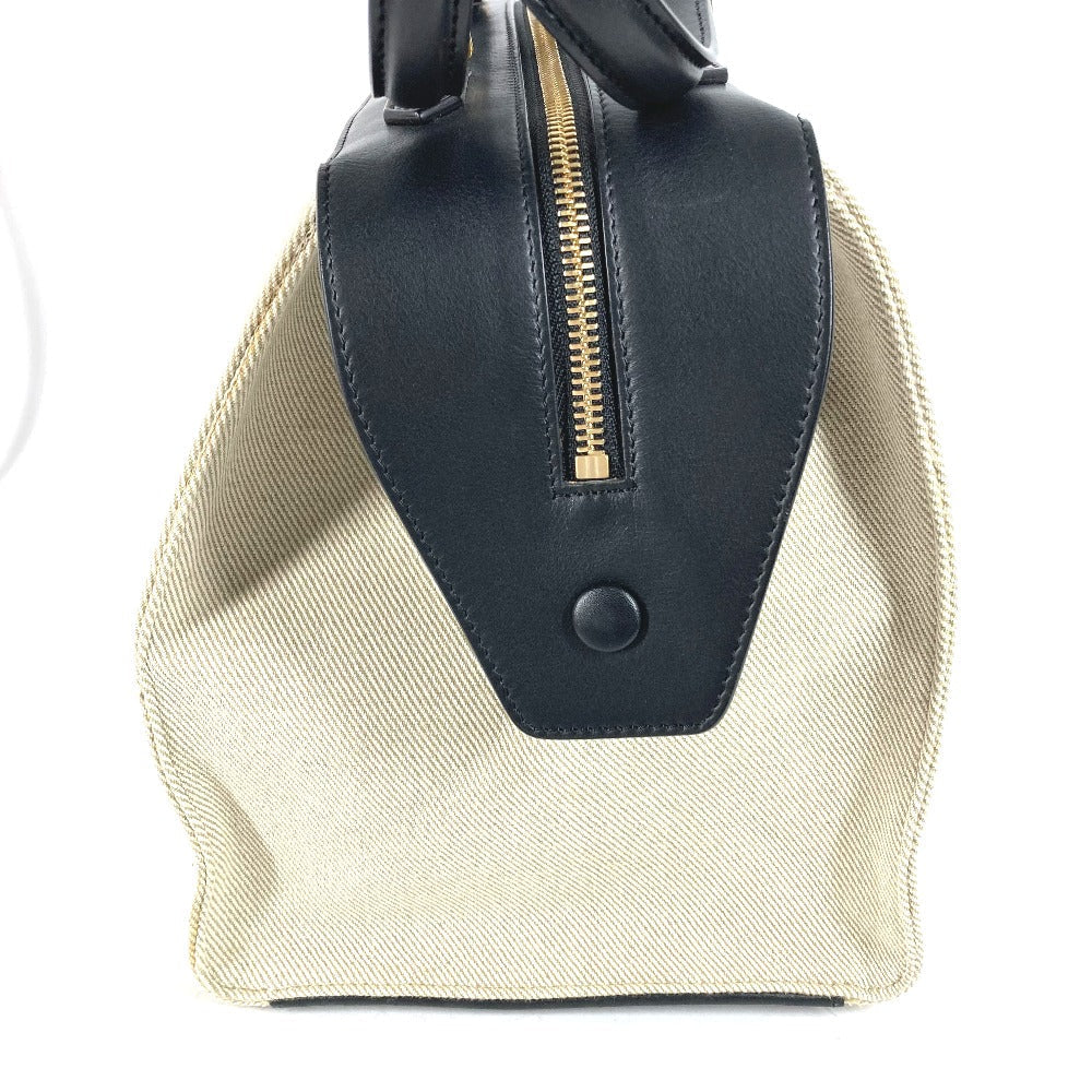 CELINE Shoulder Bag Leather / canvas Ivorytype bag shawl Small Ring Women