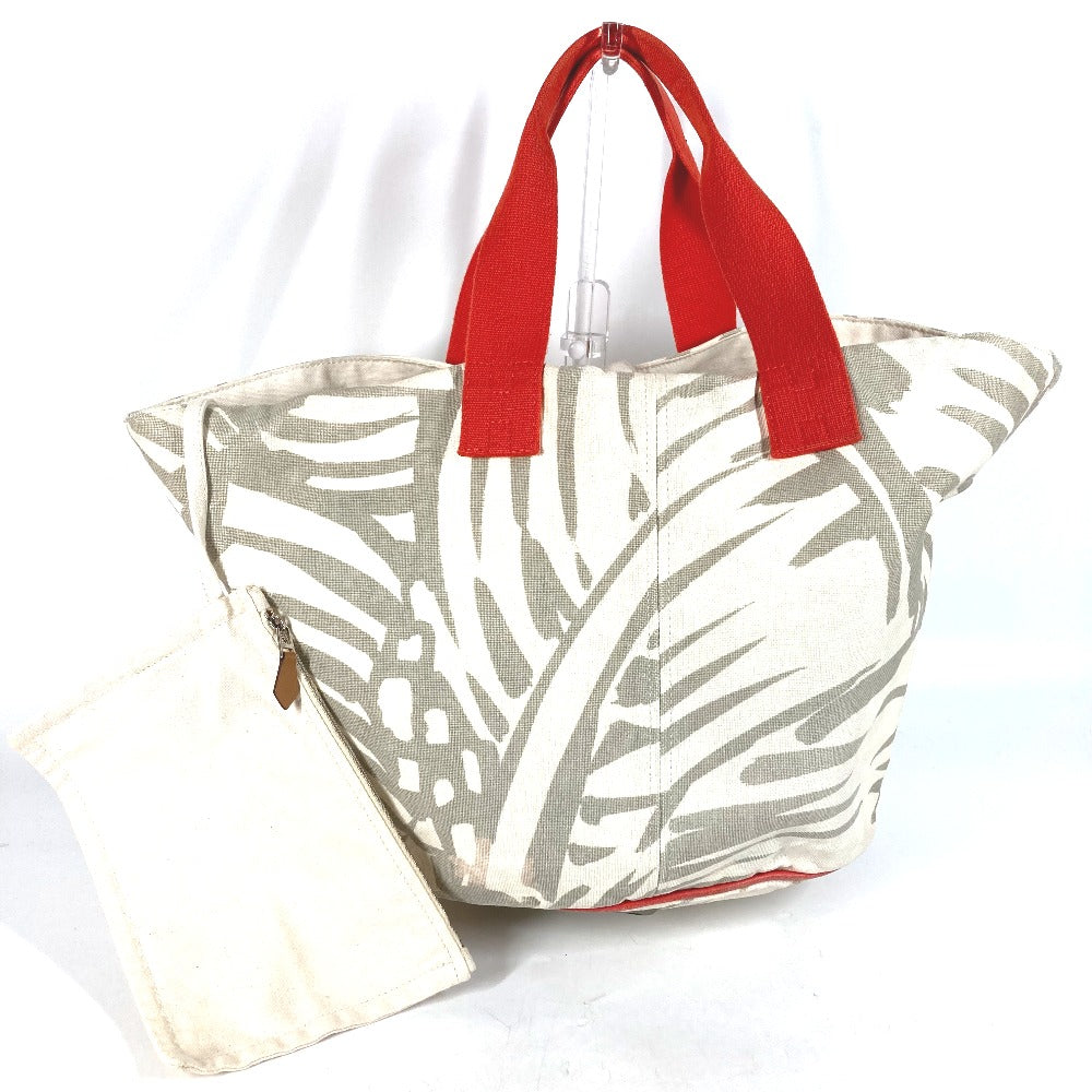 HERMES Shoulder Bag canvas beige With porch Pannier Platge