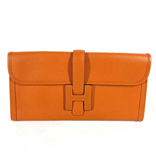 HERMES Clutch bag Epsom Orange Bag H logo Jige Elan 29