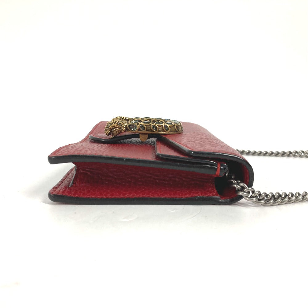 GUCCI Shoulder Bag 476432 leather Red Bag Pouch Clutch Bag Dionysus Rhinestone Women