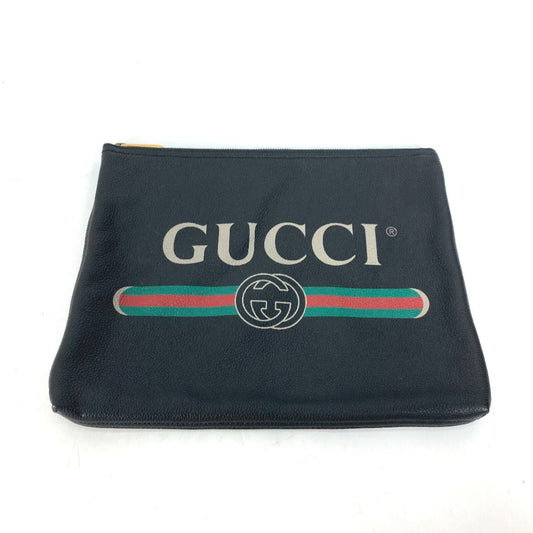 GUCCI Clutch bag 500981 leather black logo mens