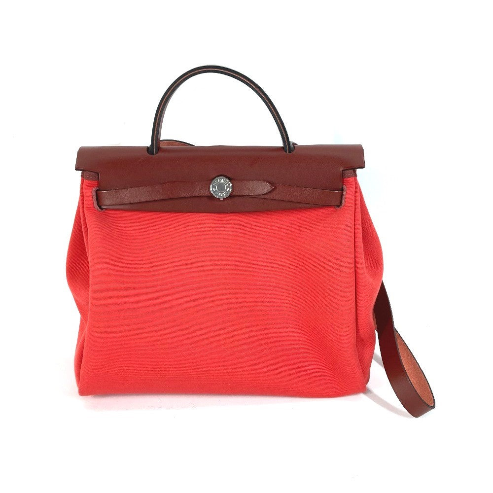 HERMES Shoulder Bag Toile H, Vash Hunter Red With porch Herbag Zip PM Women