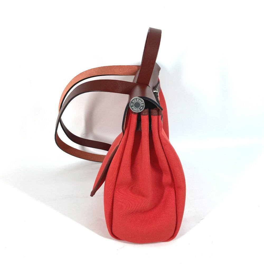 HERMES Shoulder Bag Toile H, Vash Hunter Red With porch Herbag Zip PM Women