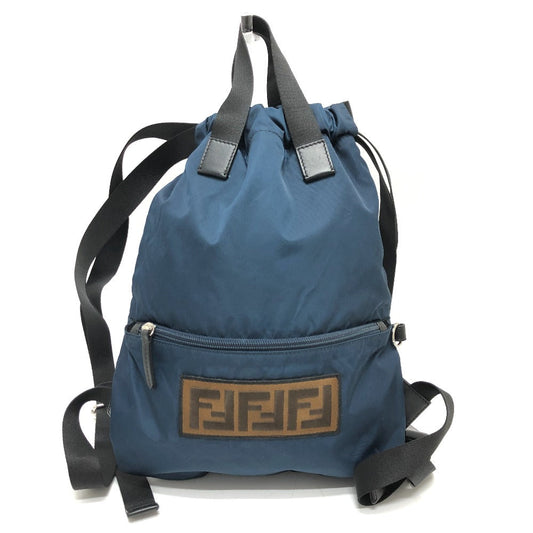 FENDI Backpack 8BZ045 Nylon Navy Zucca logo unisex(Unisex)