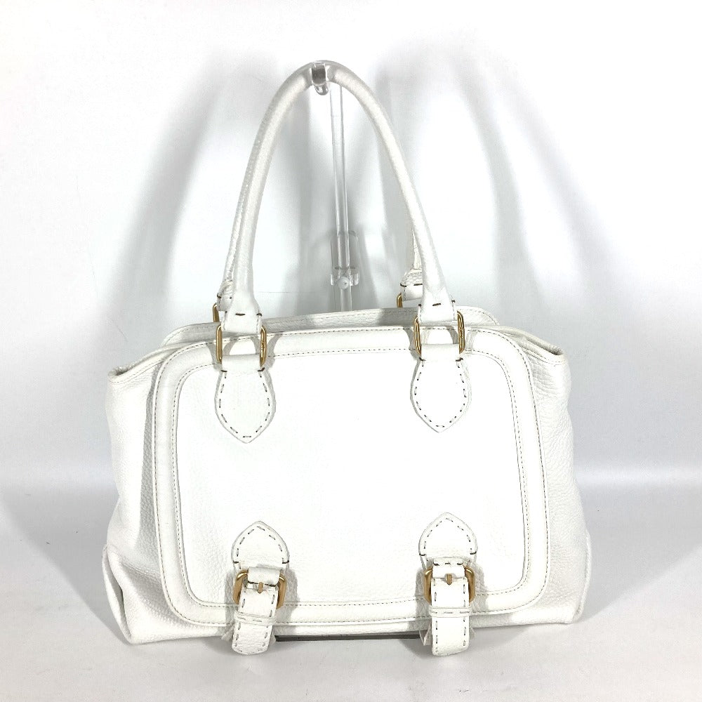FENDI Shoulder Bag 8BN167 Roman leather white Horse Selleria logo Women