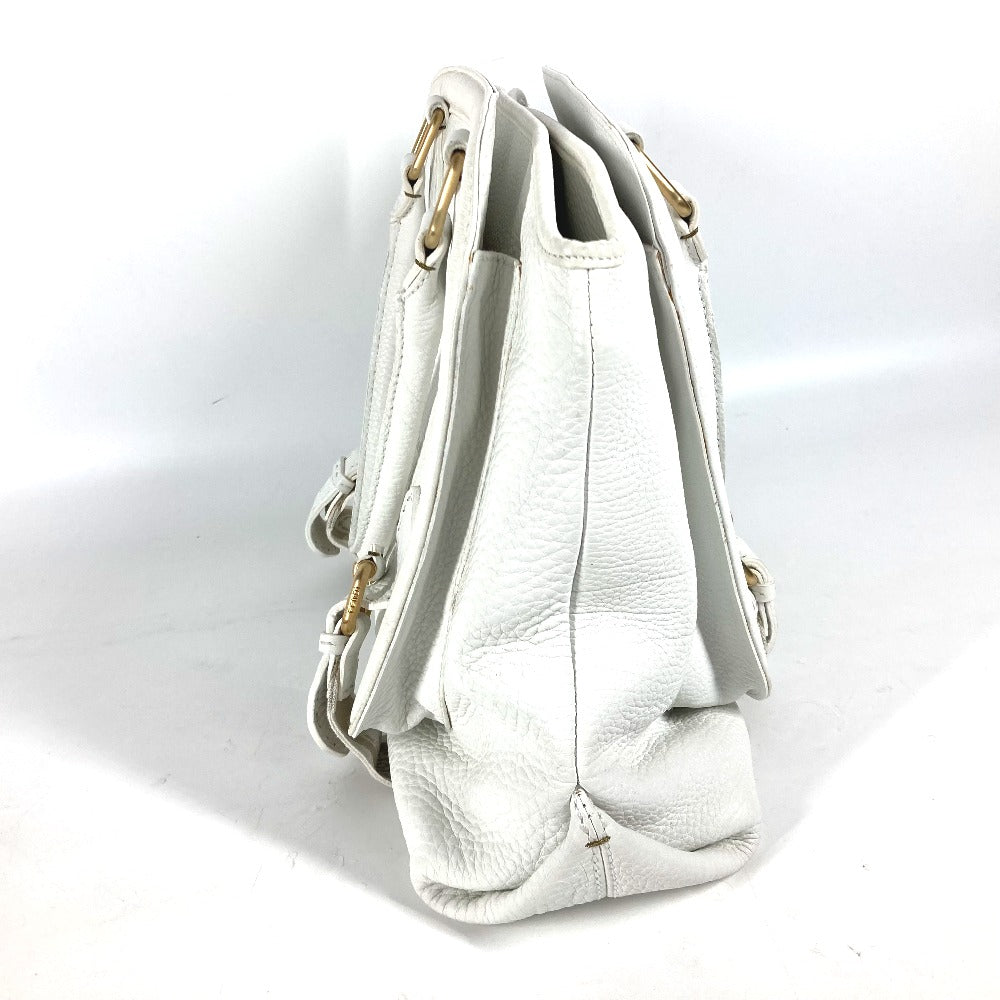FENDI Shoulder Bag 8BN167 Roman leather white Horse Selleria logo Women