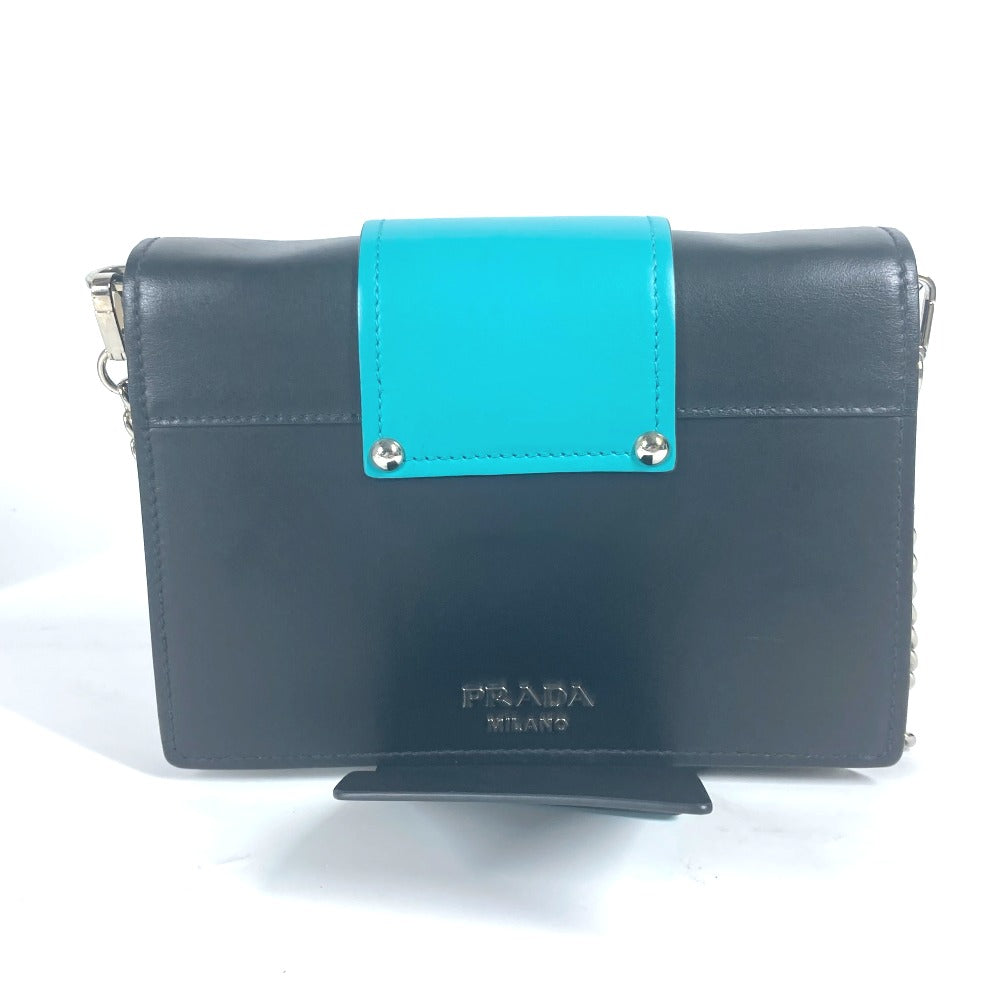 PRADA Shoulder Bag 1BD067 leather black 2WAY bag Chain Crystal rhinestones Women