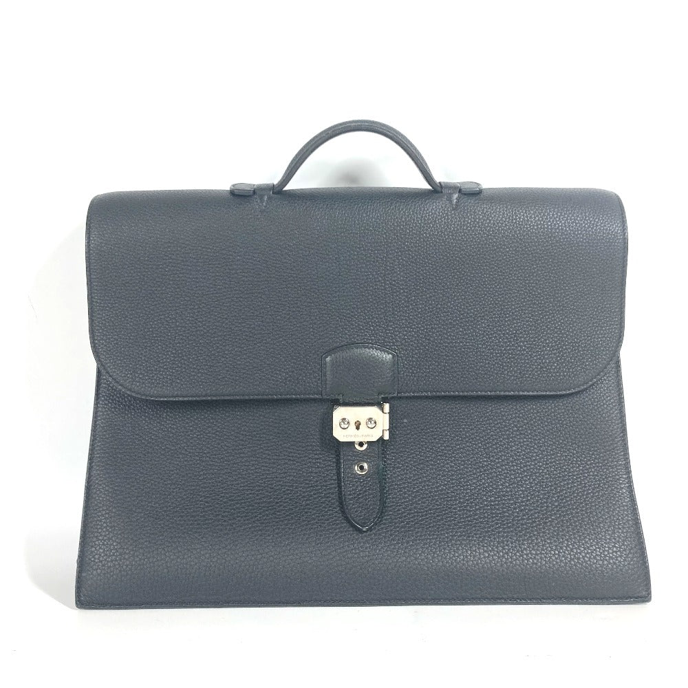 HERMES Business bag Togo black Briefcase Sac Adepeche 38 mens