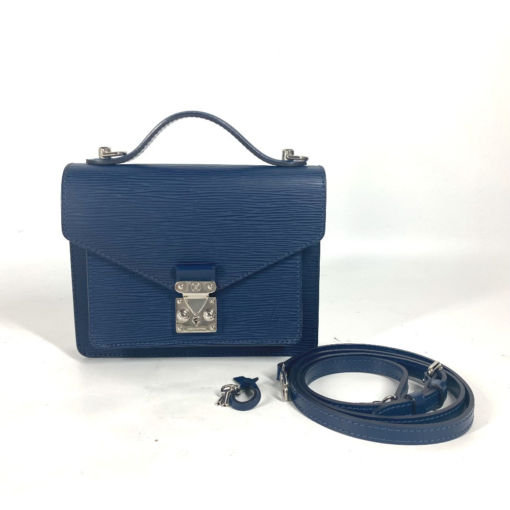 LOUIS VUITTON Handbag Epi Leather Navy Epi Monceau BB unisex(Unisex)