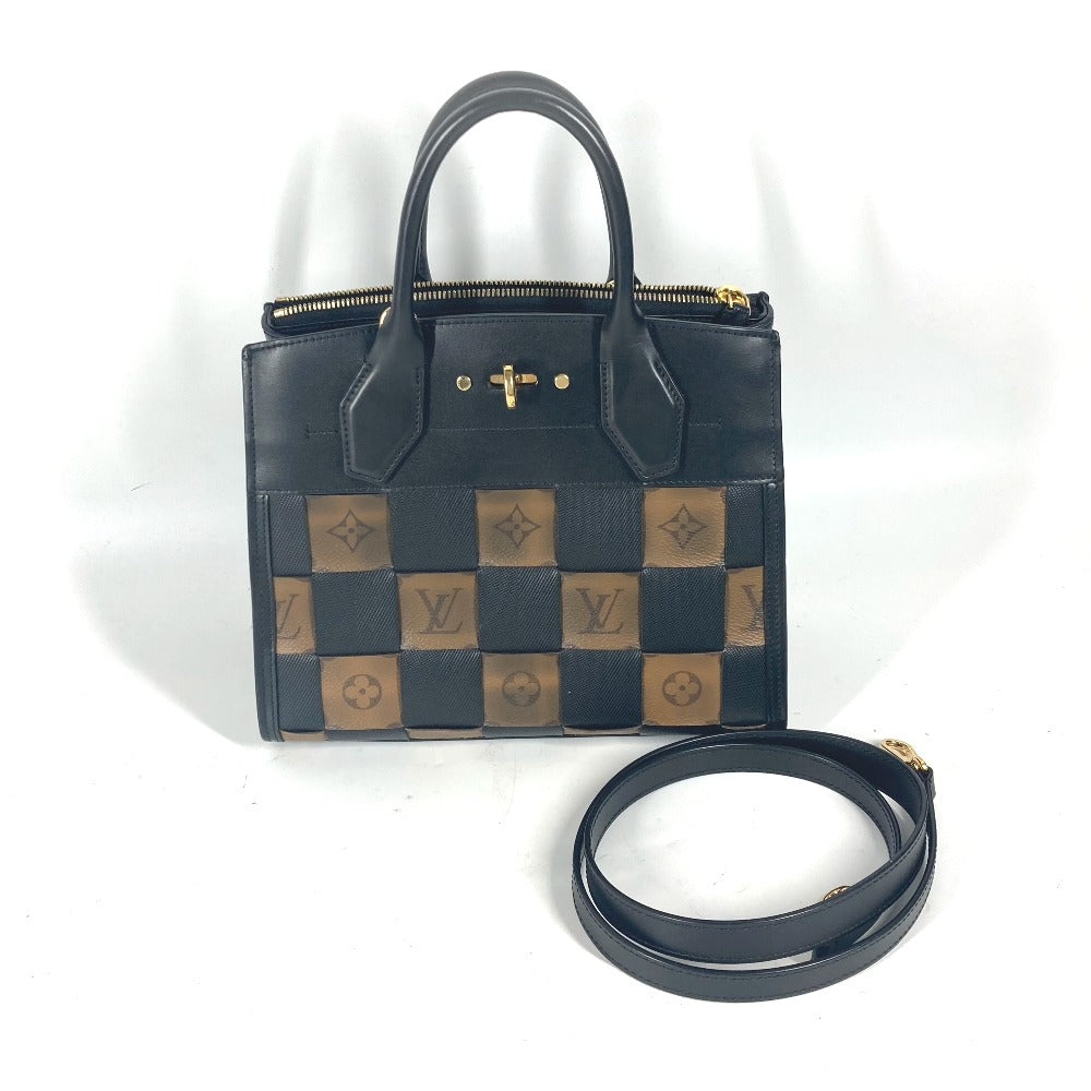 LOUIS VUITTON Shoulder Bag leather Brown Monogram reverse City Steamer PM Women