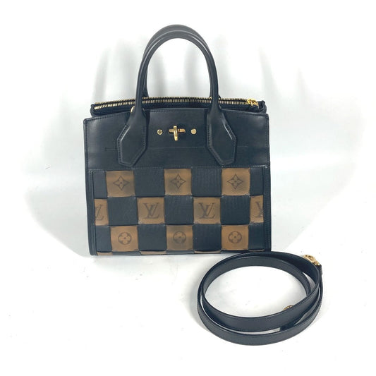 LOUIS VUITTON Shoulder Bag leather Brown Monogram reverse City Steamer PM Women