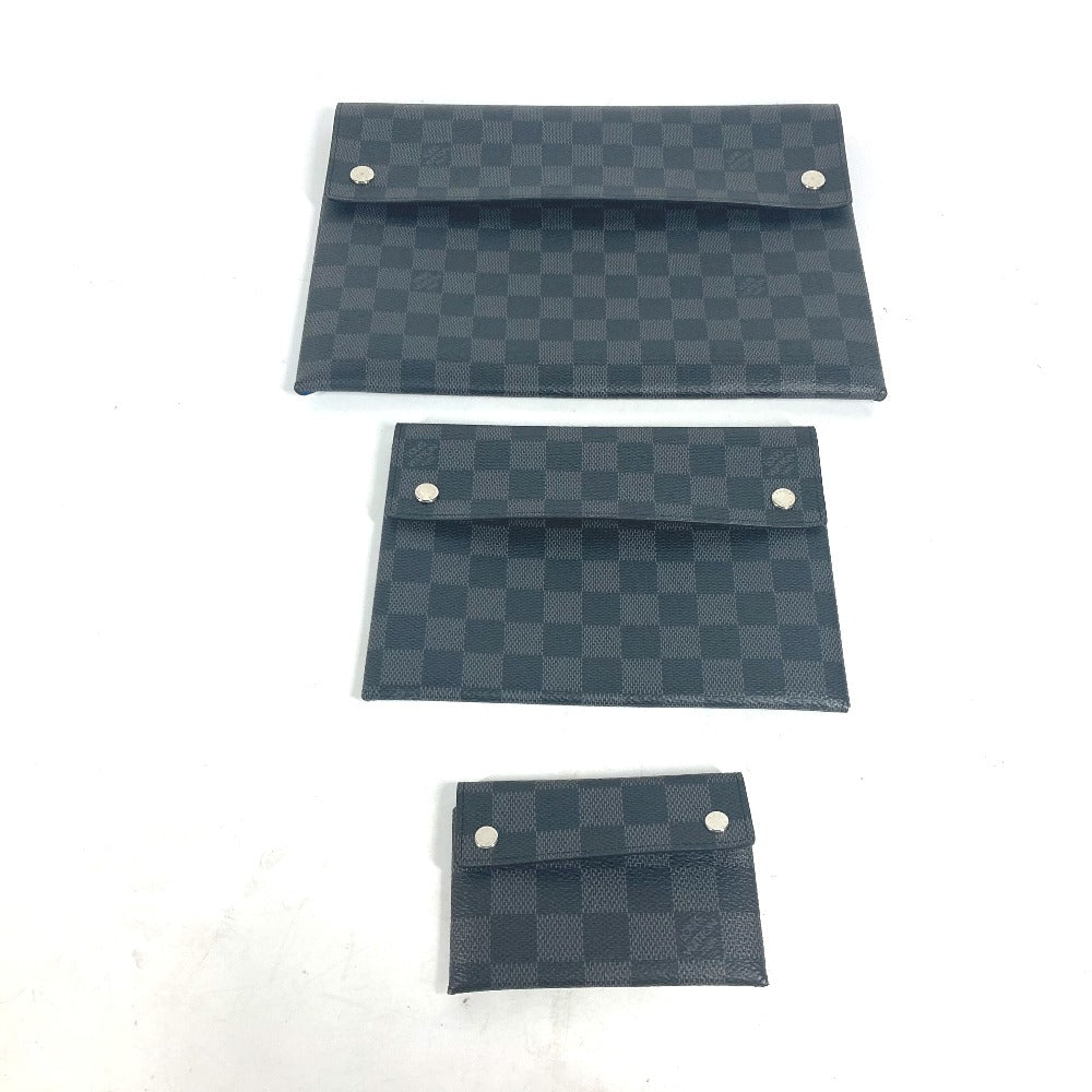 LOUIS VUITTON Clutch bag Damier Grafitto Canvas black Damier Grafitte Alpha triple pouch mens