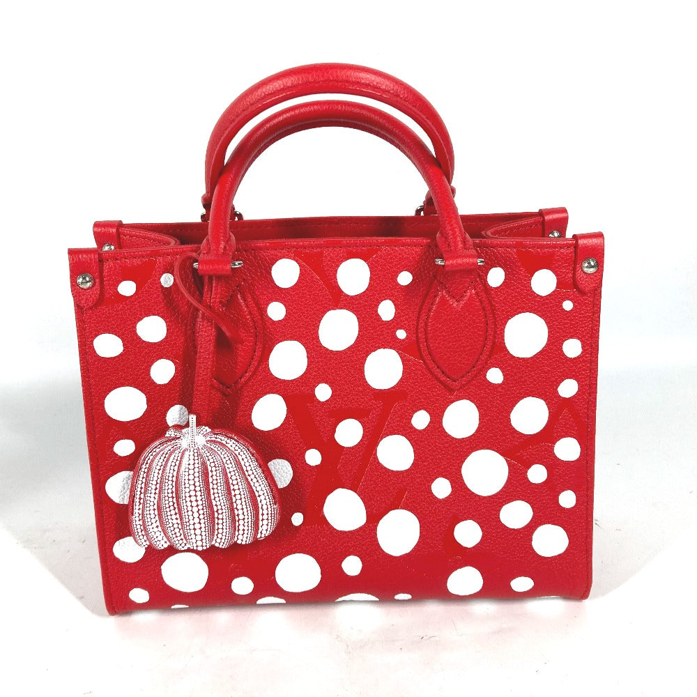 LOUIS VUITTON Handbag Monogram Ann Platt Leather Red Kusama Yayoi Collaboration LV x YK On the Go PM Women