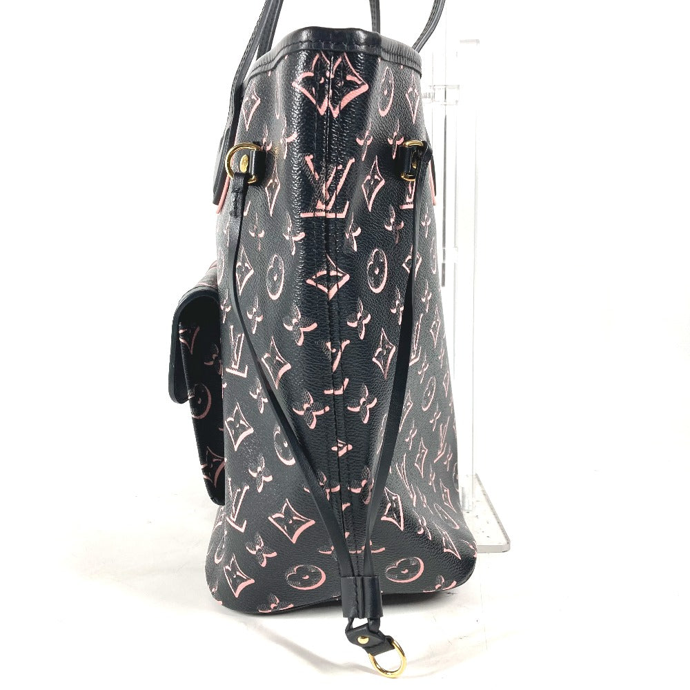 LOUIS VUITTON Shoulder Bag Leather / coated canvas black Monogram Neverfull MM Women
