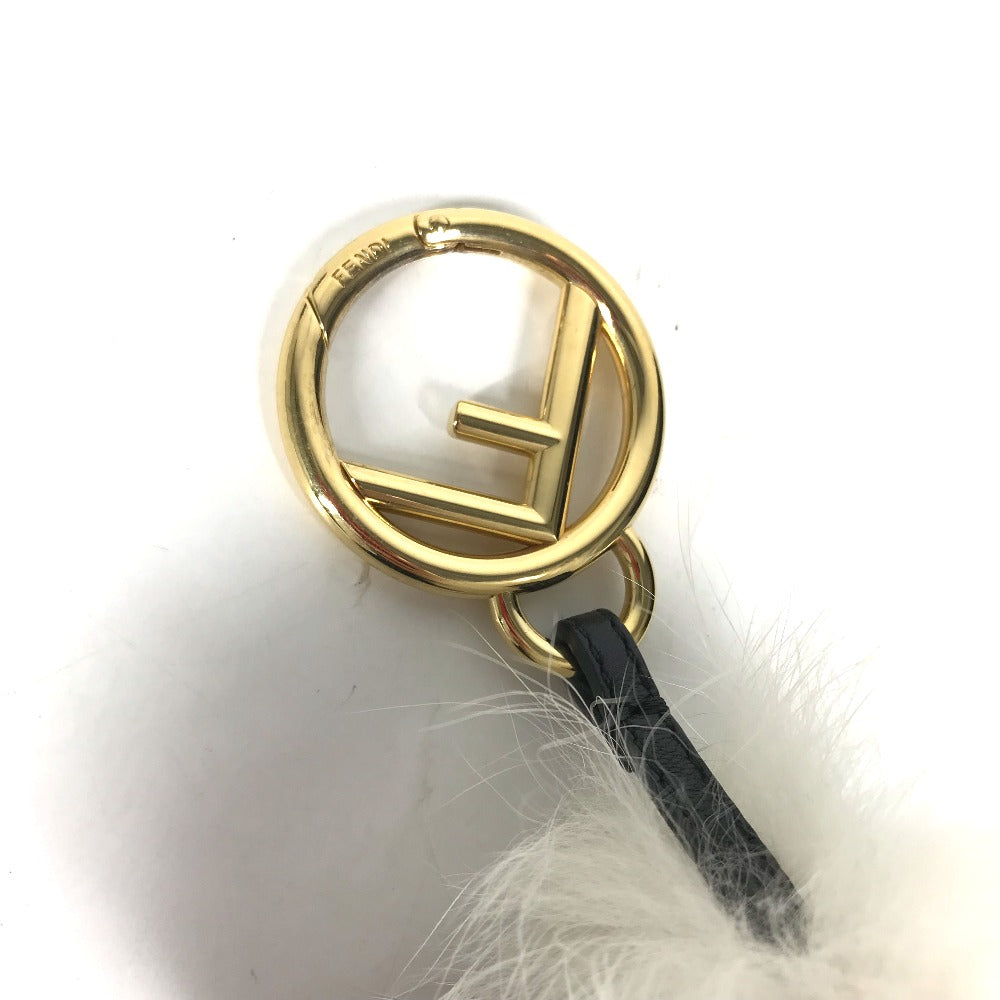 FENDI Bag charm canvas Brown Fur Rhinestones ZUCCA logo monster space monkey Women