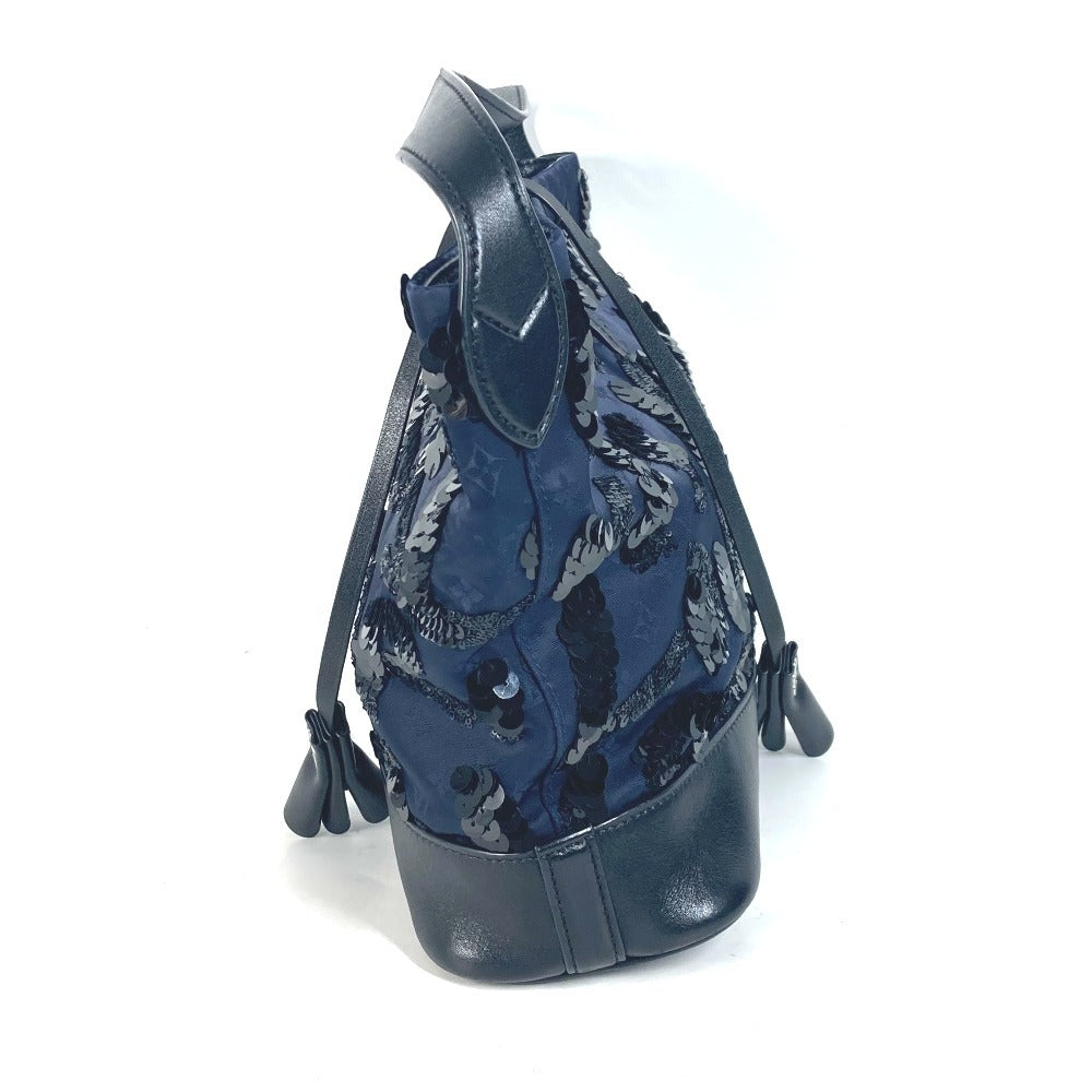 LOUIS VUITTON Handbag Satin, Leather Navy Monogram Satin Sequins Spotlight GM