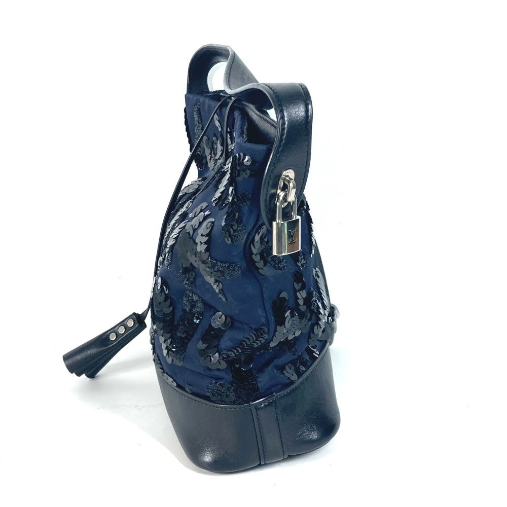 LOUIS VUITTON Handbag Satin, Leather Navy Monogram Satin Sequins Spotlight GM