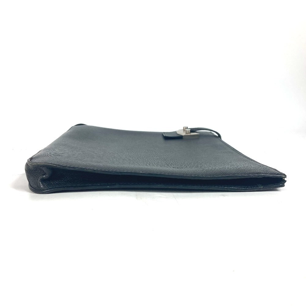 HERMES Clutch bag Epsom black logo City Hall business bag PM unisex(Unisex)