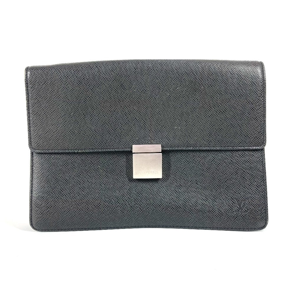 LOUIS VUITTON business bag Taiga Leather black Taiga Selenga
