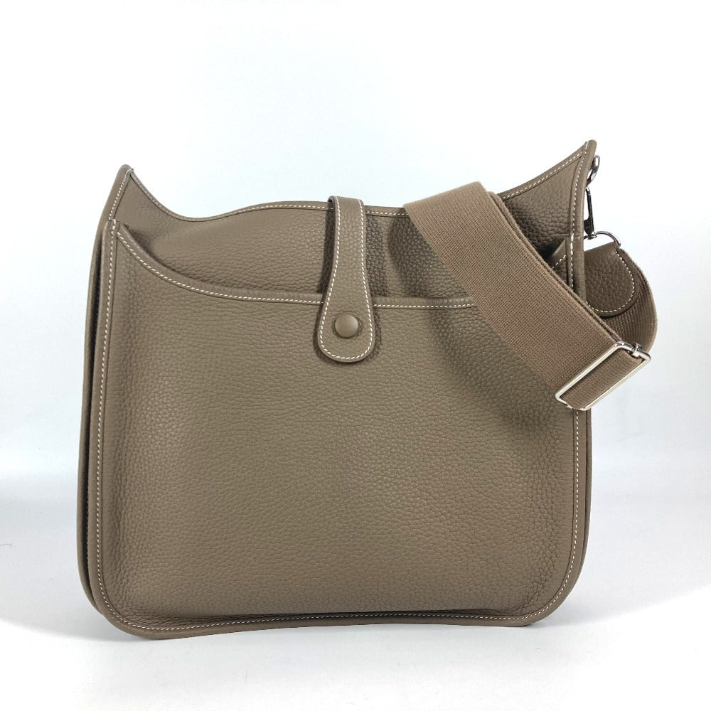 HERMES Shoulder Bag Taurillon Clemence beige Evelyn 3 GM unisex(Unisex)