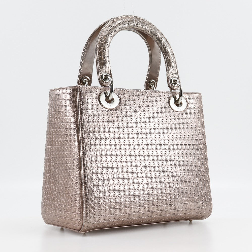Christian Dior Handbag M0550PSKC leather Pink gold Canage medium Lady Dior Women