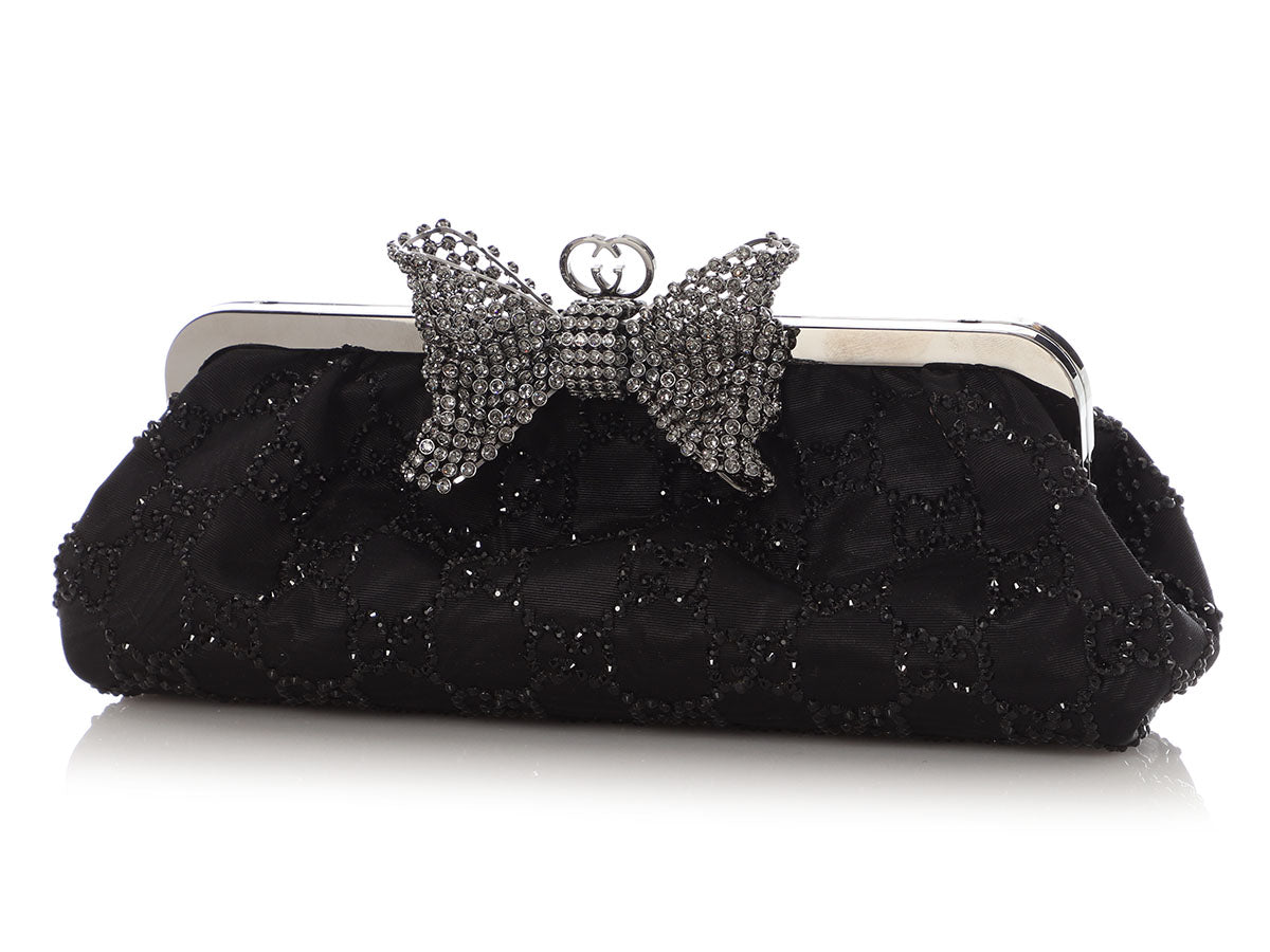 Gucci Black Crystal Broad Clutch