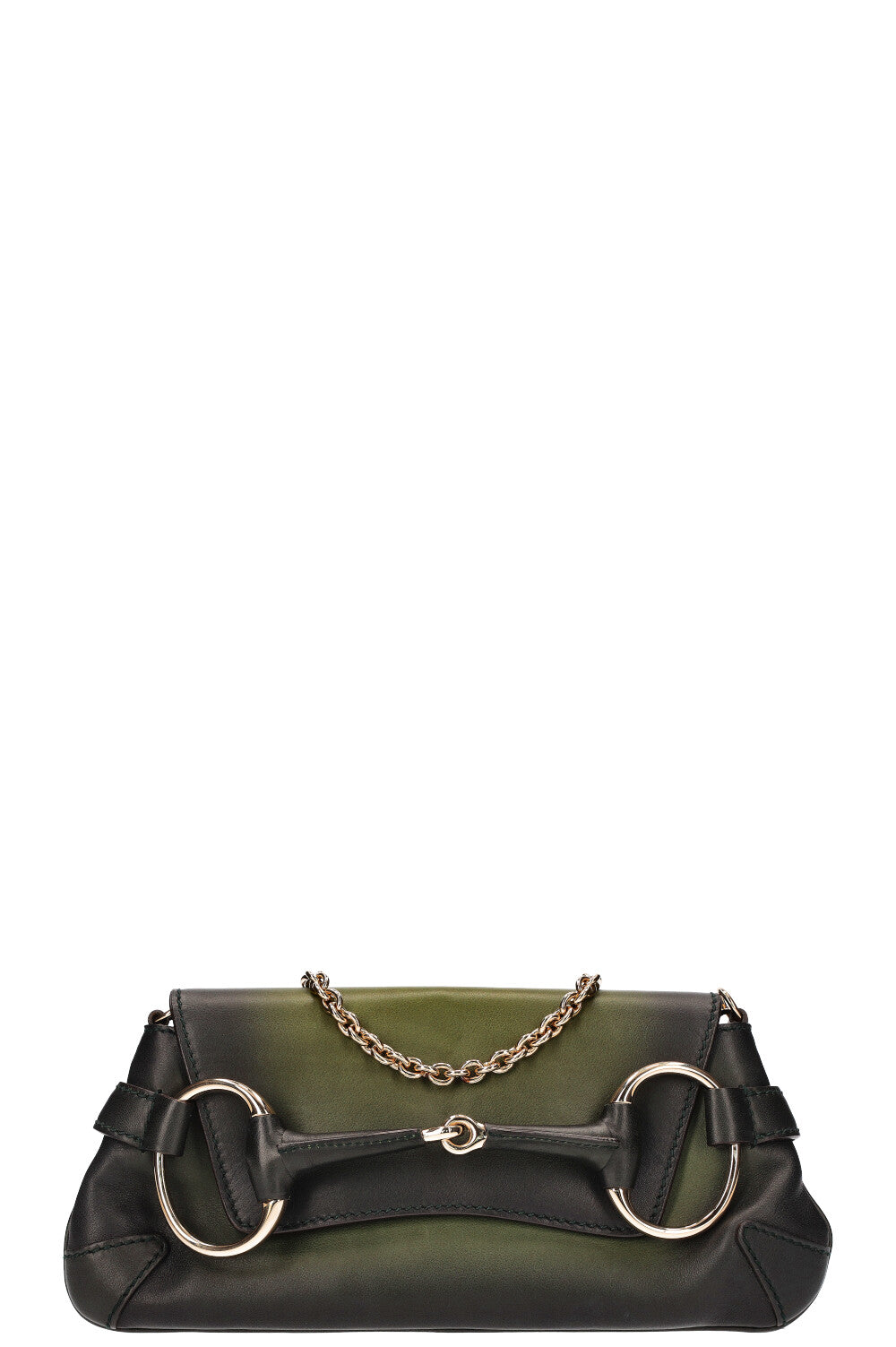 GUCCI Horsebit 1921 Clutch Green Black