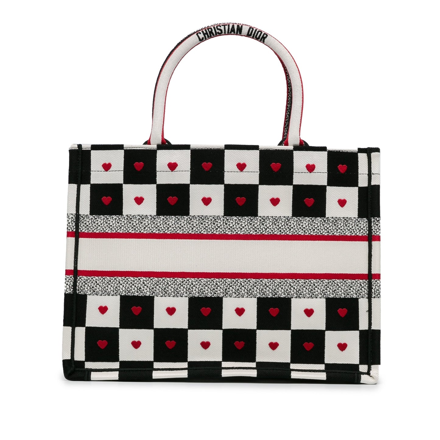 White Dior DiorAmour Medium Canvas D-Chess Book Tote