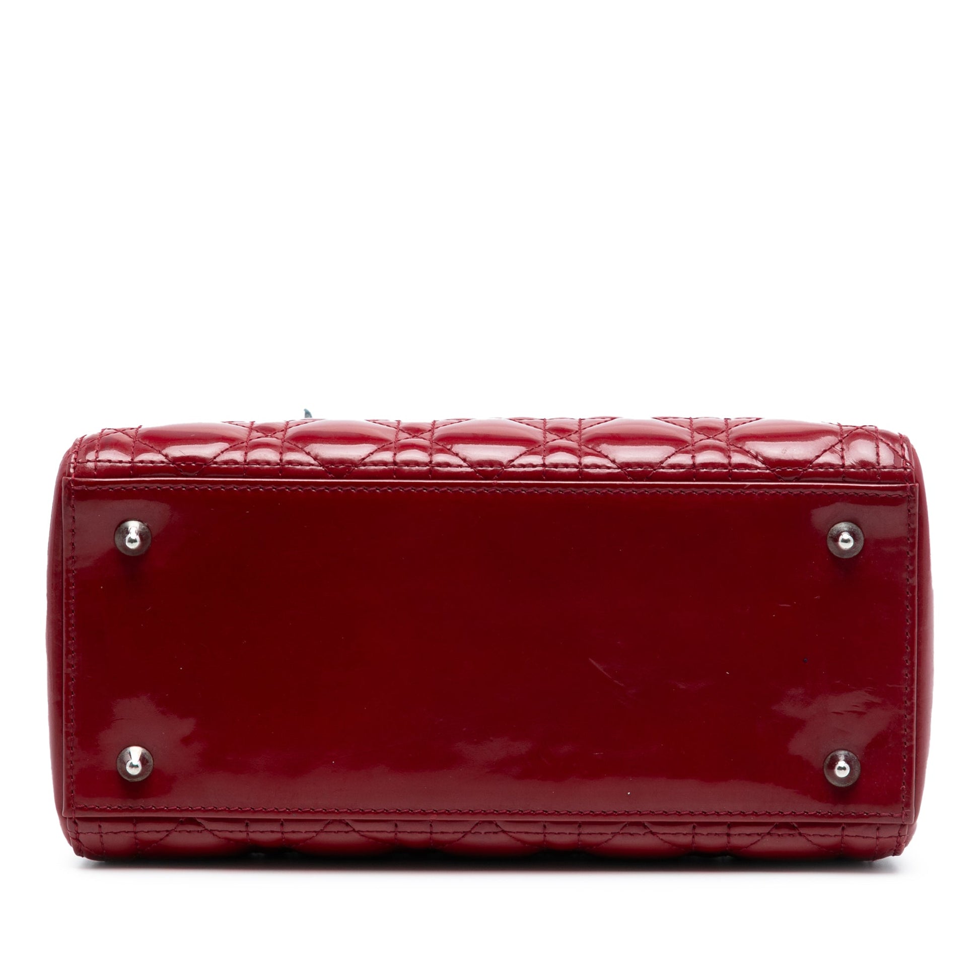 Red Dior Medium Patent Cannage Lady Dior Satchel