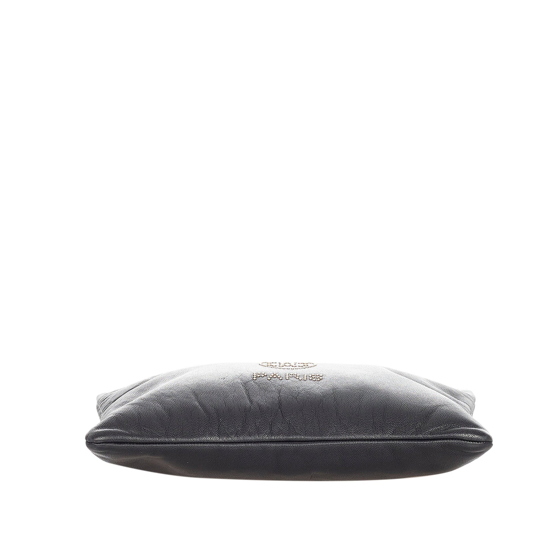 Chanel Deauville Leather Clutch Bag Black