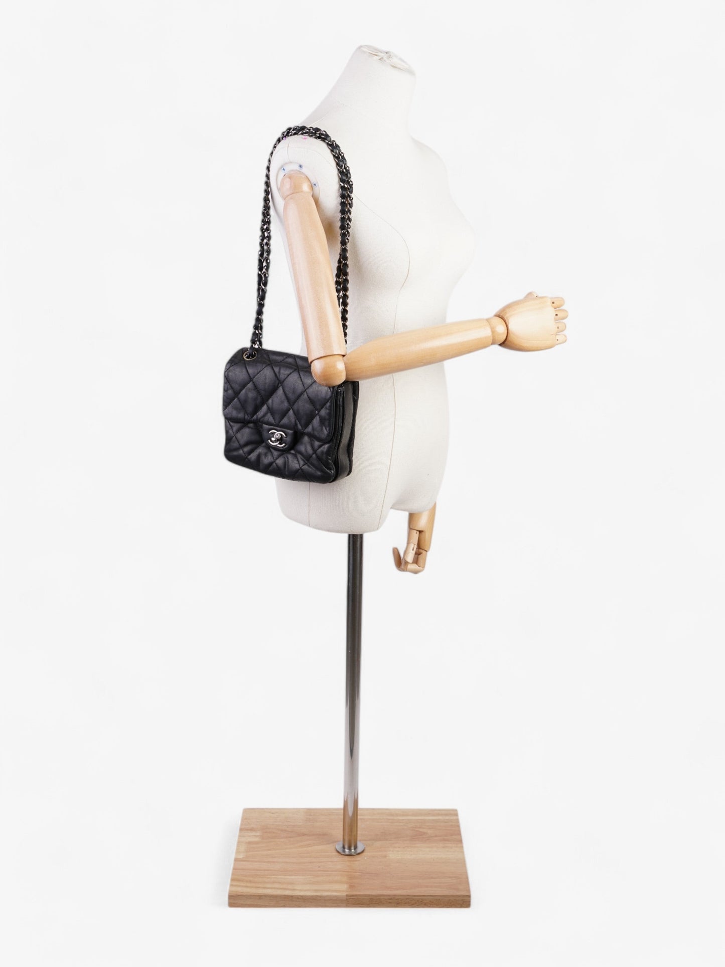 Chanel Classic Square Flap Black Lambskin Leather Mini