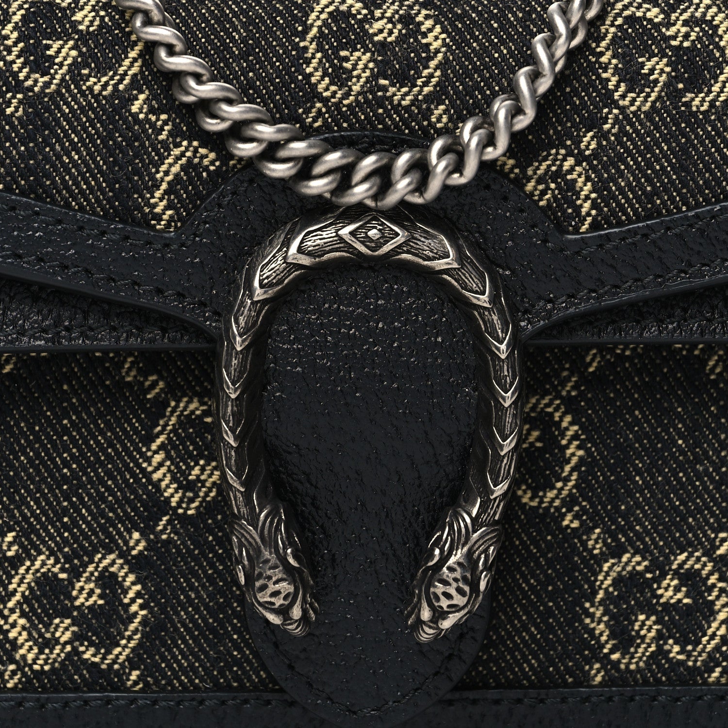 GUCCI GG MONOGRAM BLACK DENIM SUPER MINI DIONYSUS SHOULDER BAG