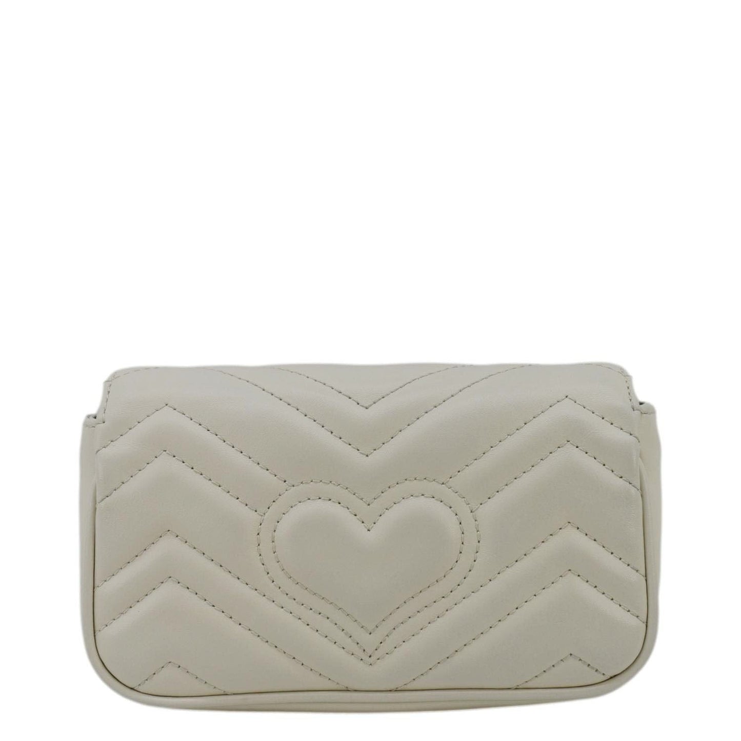 GUCCI GG Marmont Super Mini Matelasse Leather Crossbody Bag White 476433