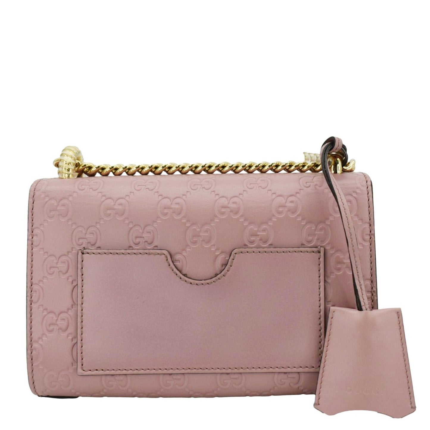GUCCI Signature Padlock Leather Top Handle Shoulder Bag Pink 409487