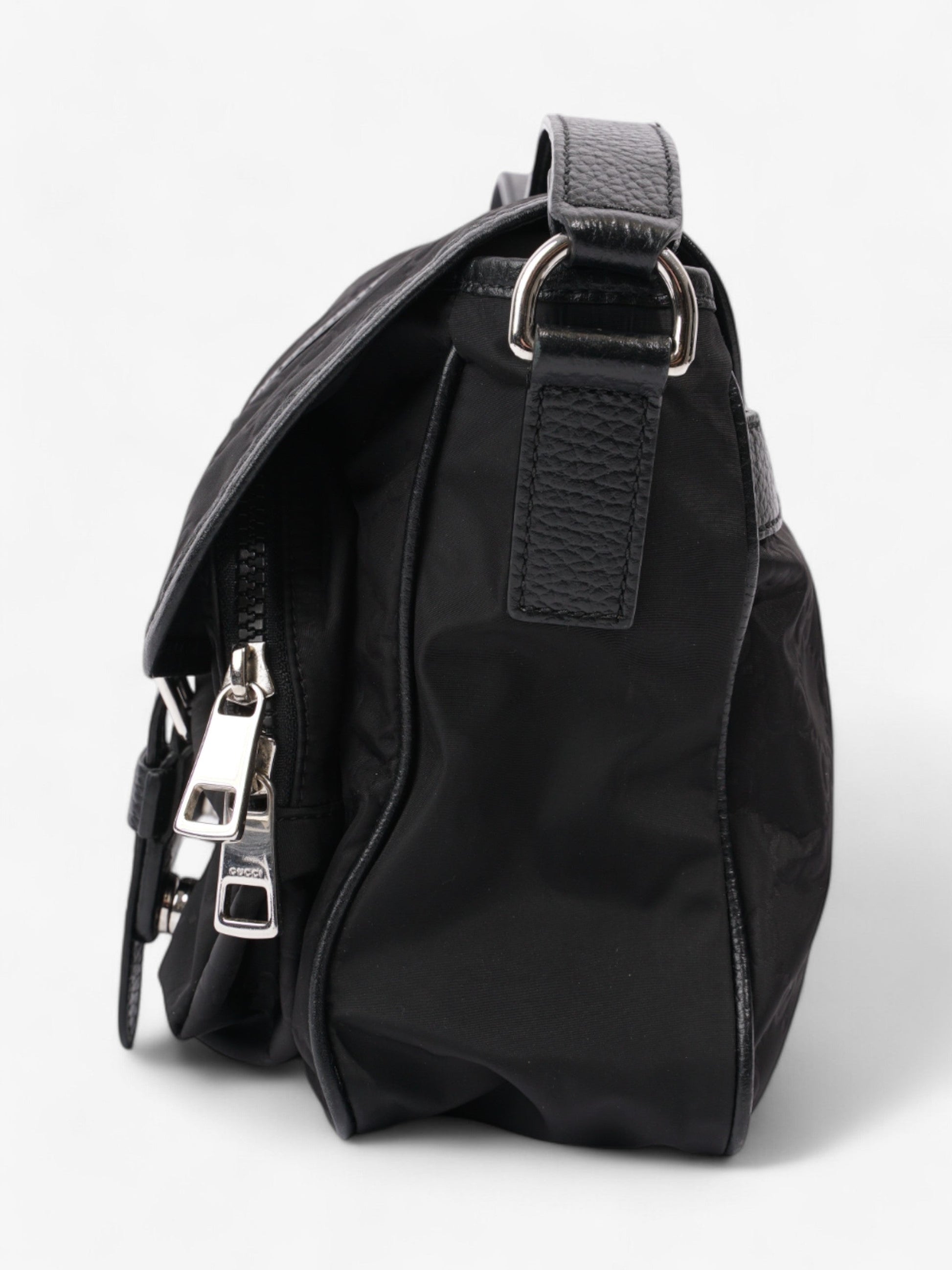 Gucci Monogram Messenger Bag Black Nylon