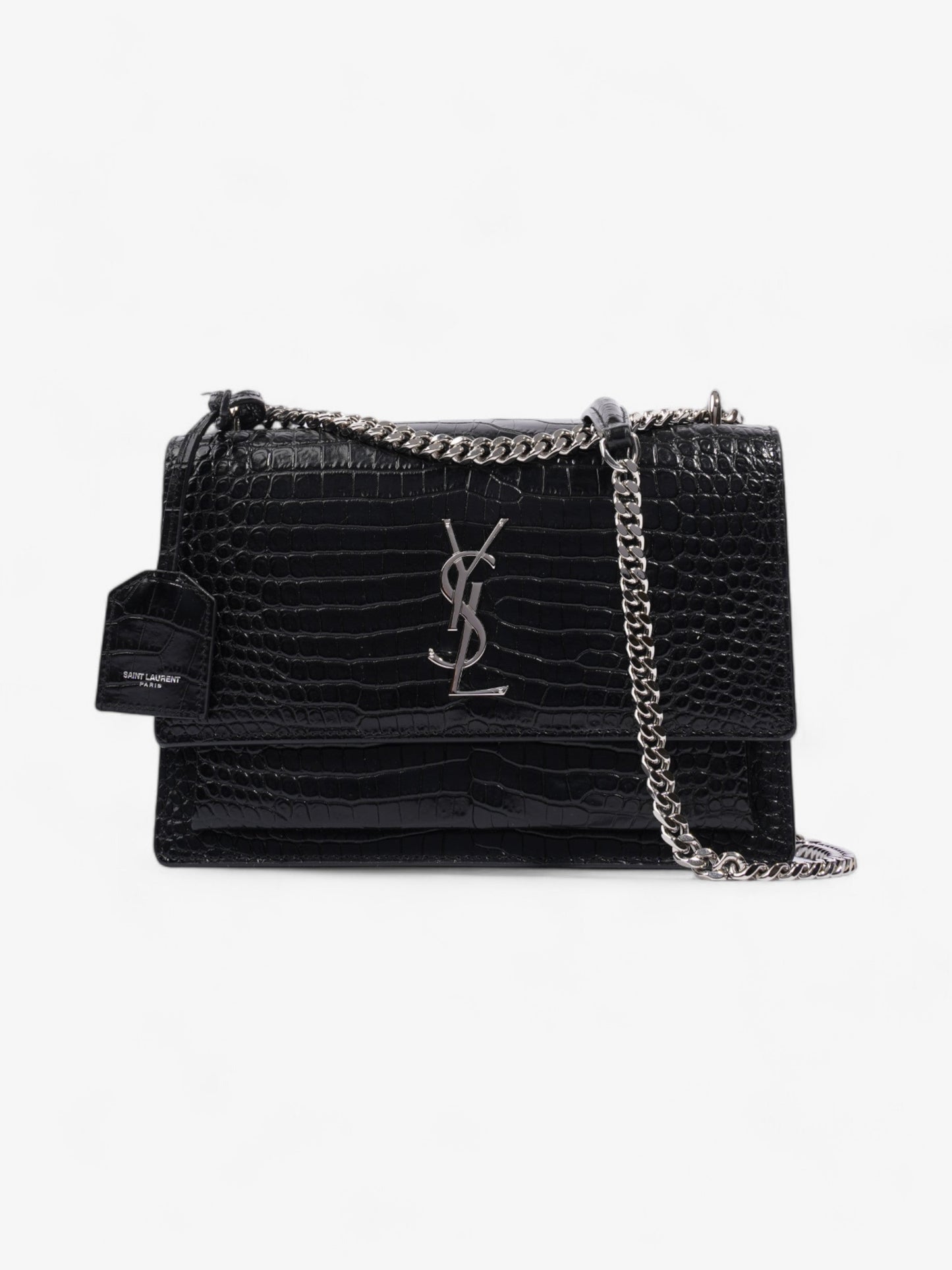Saint Laurent Sunset Black Embossed Leather Medium