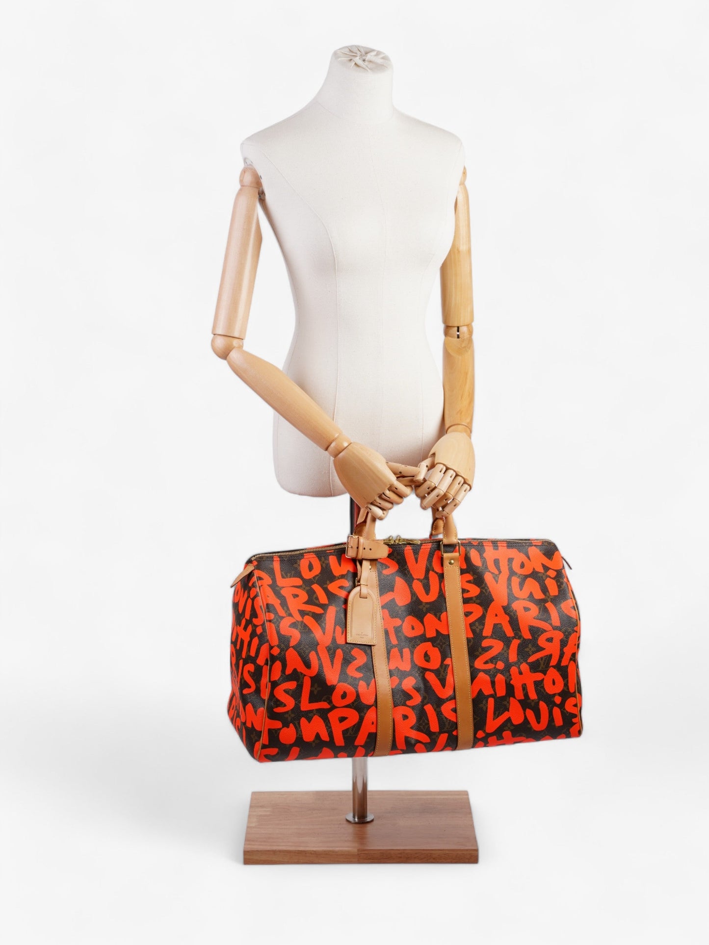 Luxury Women's Handbag | Louis Vuitton Keepall Graffiti 50 Monogram / Orange Coated Canvas